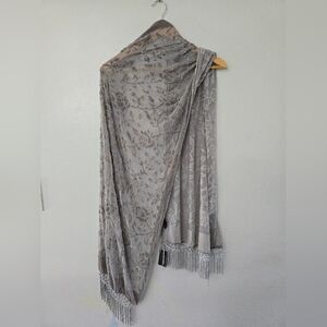 Cejon Scarf Velvet Burn Out Grey  Rectangle Floral Roses  20"X 72"